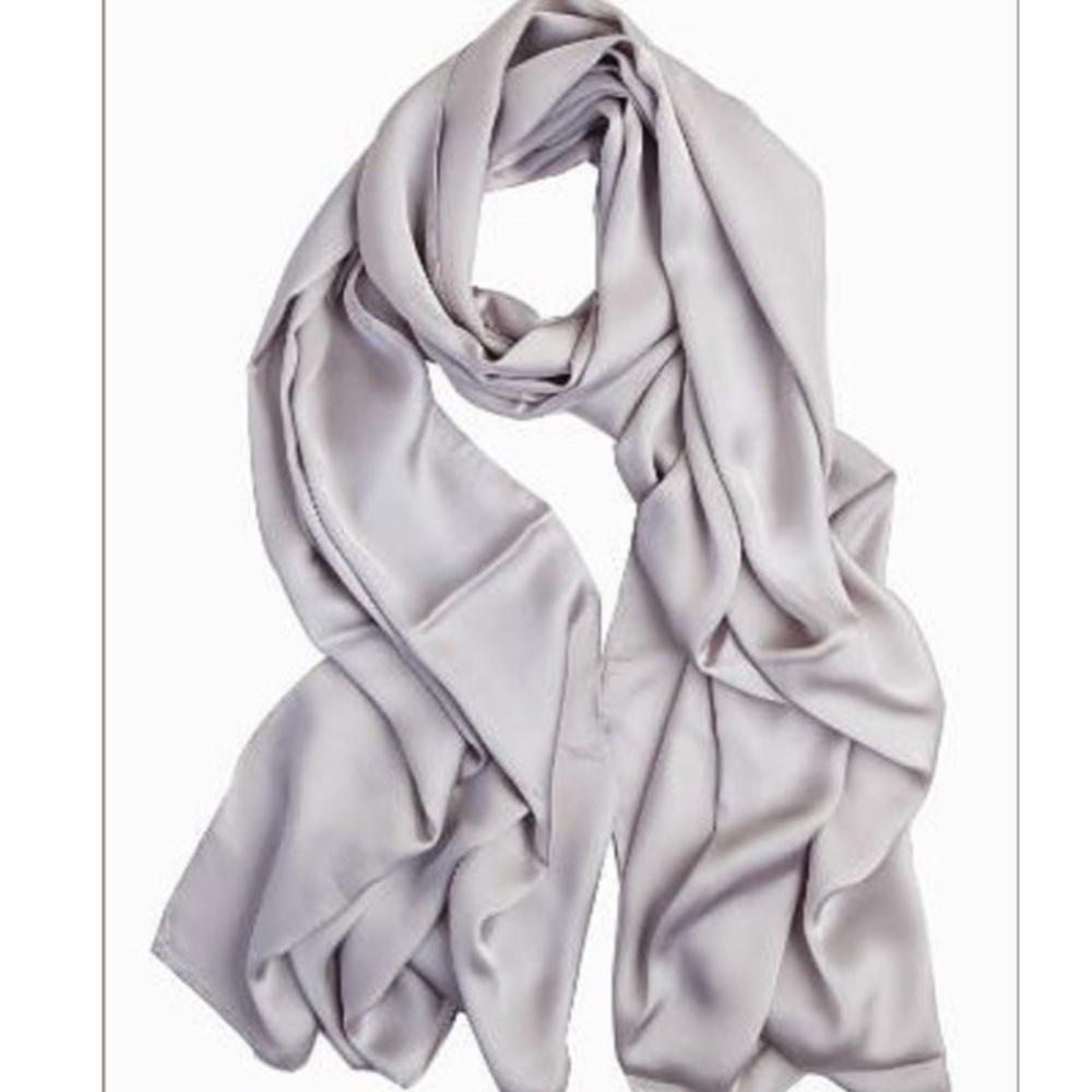 Rectangle 100% pure silk scarf - silver
